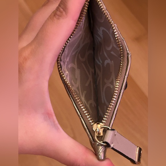 Calvin Klein Monogram Gold Card Holder Wristlet - Picture 7 of 7